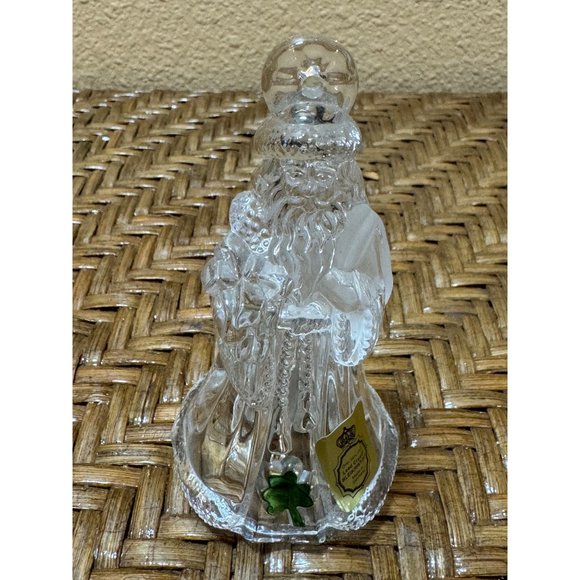 Vintage Bleikristall Lead Crystal Santa Christmas Bell With Clover - Picture 1 of 7